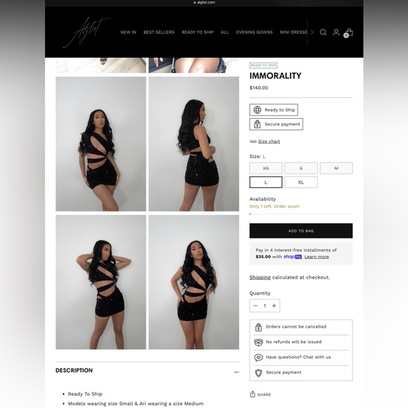 Alglist ‘Immorality’ Dress - Picture 3 of 3